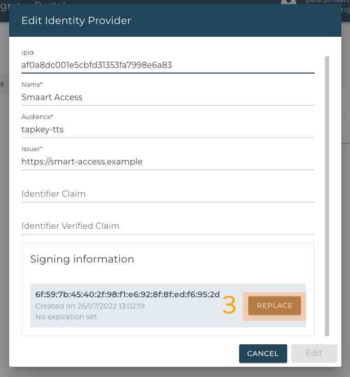 Configuration of Identity Provider